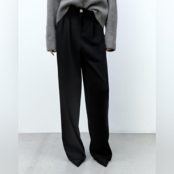 Zara Wide Leg Pants With Darts New - Picture 3 of 10